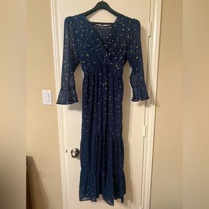 Chicwish navy dress with golden star designs